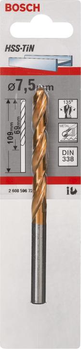 Productafbeelding Bosch Professional Zubehör HSS metalen draaiboor 7,5 mm (7,5 mm)