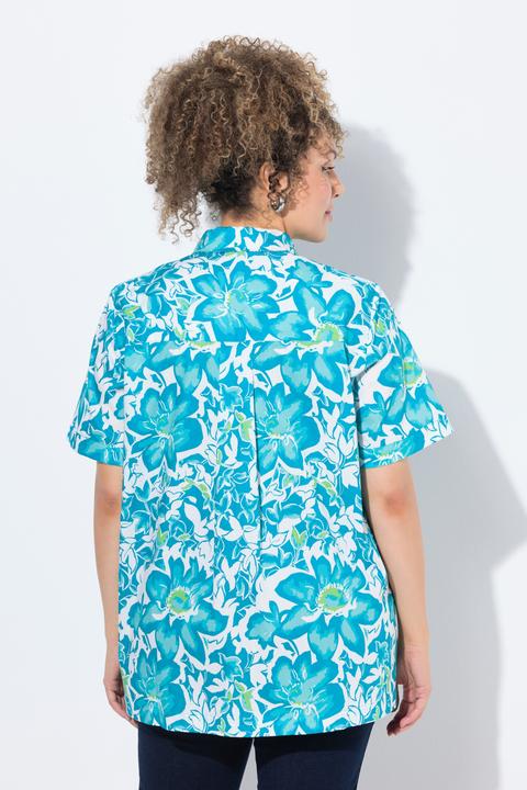 Image du produit Ulla Popken Chemisier motif à fleurs, manches courtes et col chemise (46, 48)