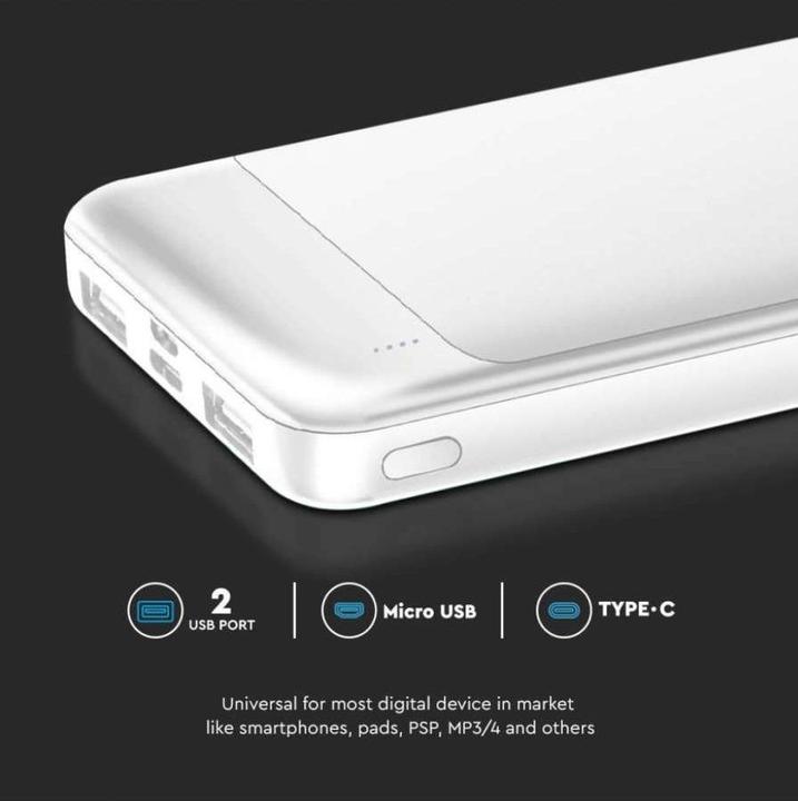 Actual product image V-TAC VT10005W Power Bank 10000 mAhWhite (10000 mAh, 22.50 W)