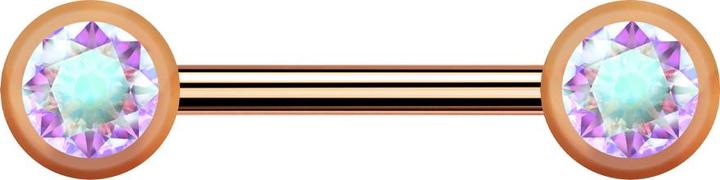 Actual product image Star Piercing Barbell female thread rose gold with two ball front crystal multicolour (without brass, Titanium)