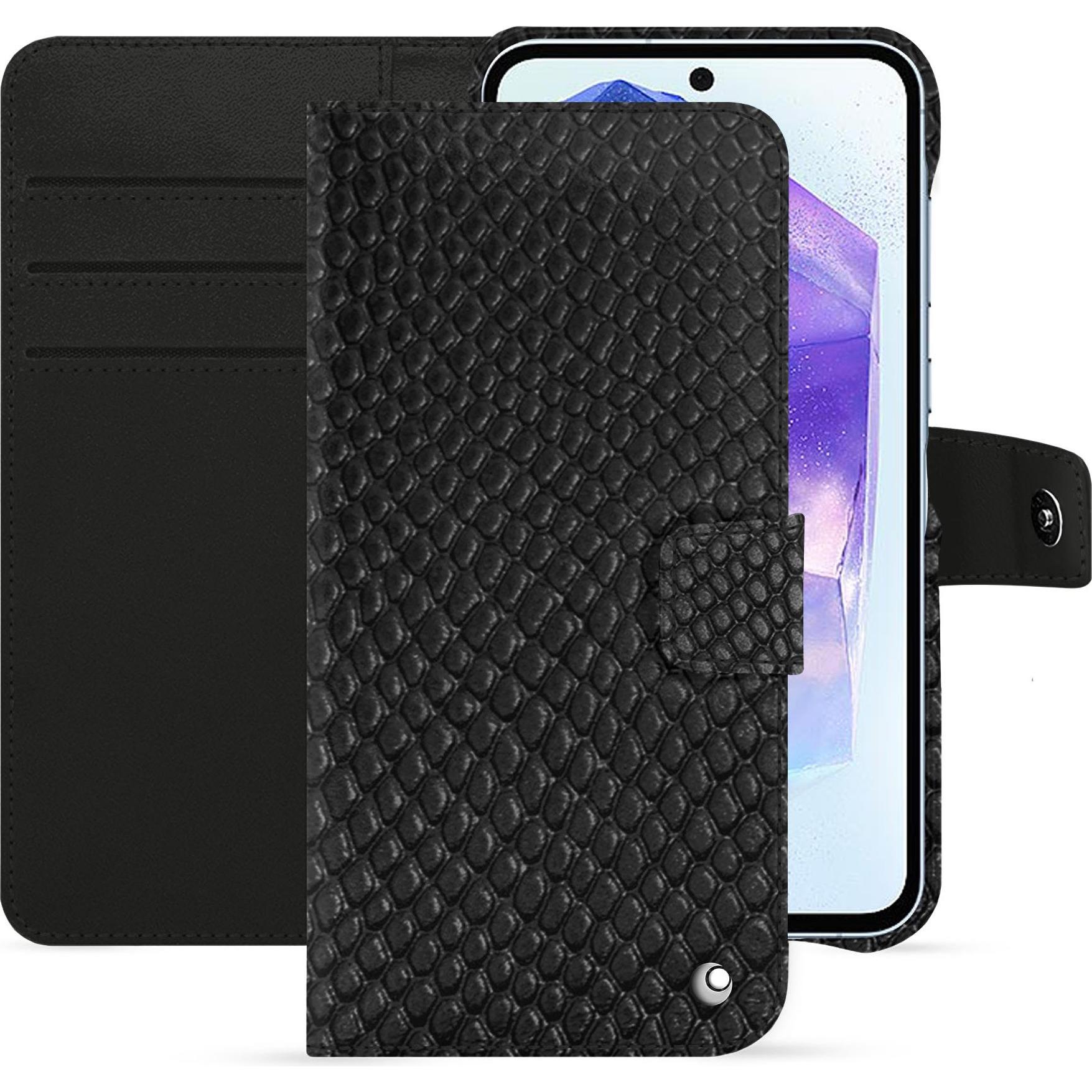 Noreve Lederschutzhülle Samsung Galaxy A55 (Samsung Galaxy A55), Smartphone Hülle, Schwarz