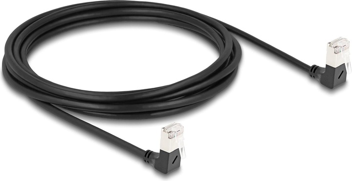Produktbild Delock RJ45 Netzwerkkabel Cat.6A S/FTP Slim 90° unten / unte (S/FTP, CAT6a, 3 m)