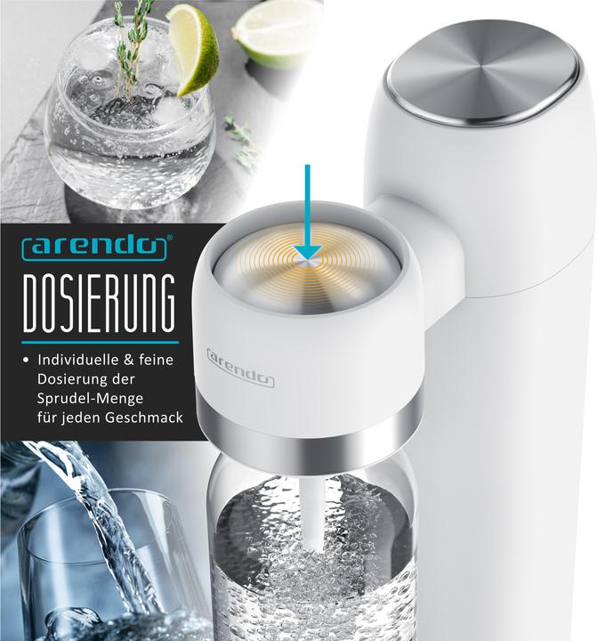 Produktbild Arendo Wassersprudler Soda Streamer + 2x 1000ml Flasche, Soda Maker mit Wasserflaschen für 60l CO2 Zylinder
