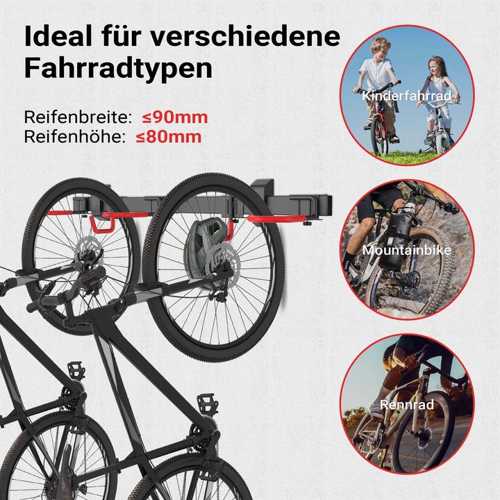 Actual product image Wiltec Bicycle wall mount 3 bikes 82.4x18x13.6cm 150kg Bicycle mount