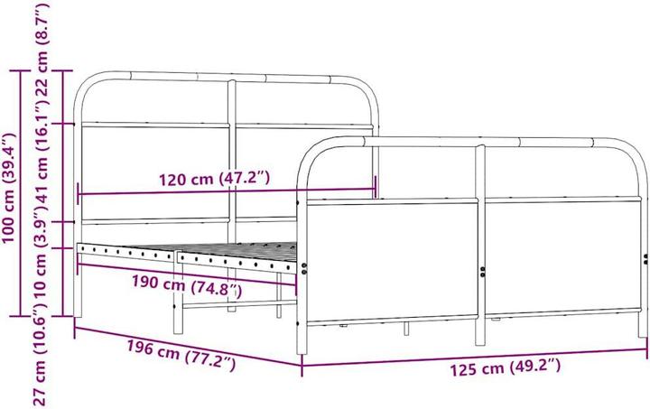 Produktbild vidaXL Bettgestell (120 x 190 cm)