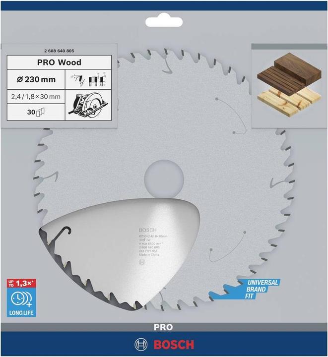 Image du produit Bosch Professional Zubehör Lame de scie circulaire PRO Wood, 230 x 2.4 x 30 mm
