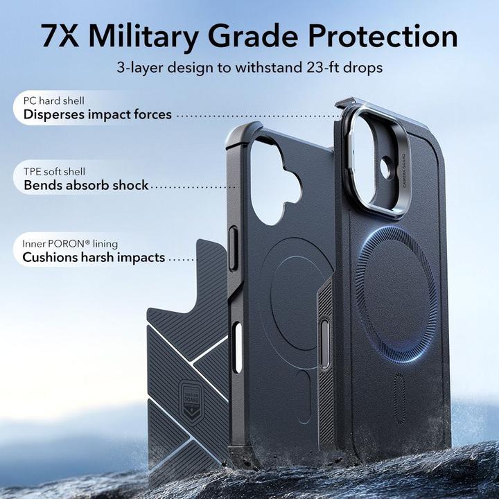 Produktbild ESR Cyber Tough Magnetic Case (Camera Control, Stash Stand), for iPhone 17, Black (Apple iPhone 17)