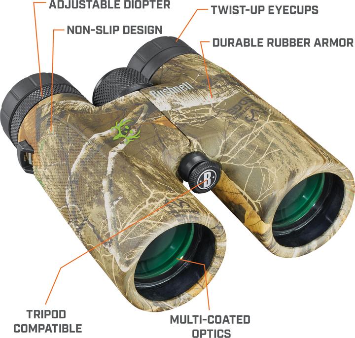 Immagine prodotto Bushnell Powerview 10x42 Realtree edge Raccoglitore di ossa, tetto (10 x, 42 mm)