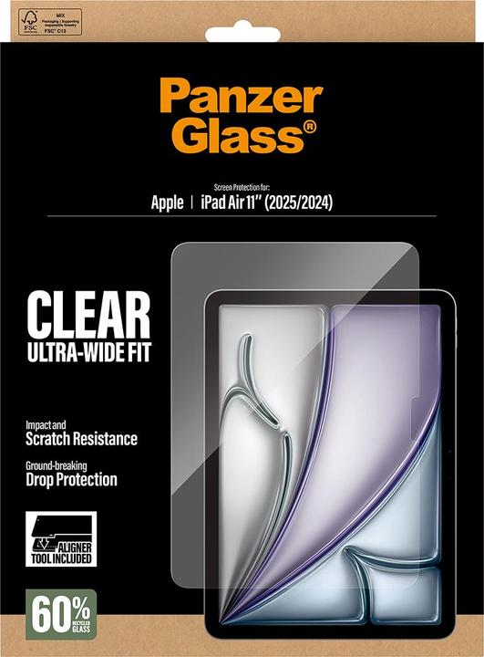 Produktbild PanzerGlass Screen Protector iPad Air 11" (2024-2025) Ultra-Wide Fit (1 Stk., Apple iPad Air 11 2024, Apple iPad Air 11 2025)