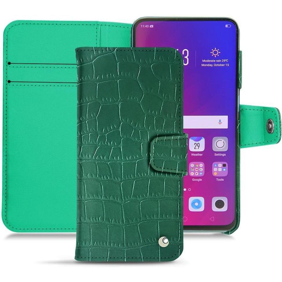 Noreve Lederschutzhülle Wallet (Oppo Find X), Smartphone Hülle, Grün