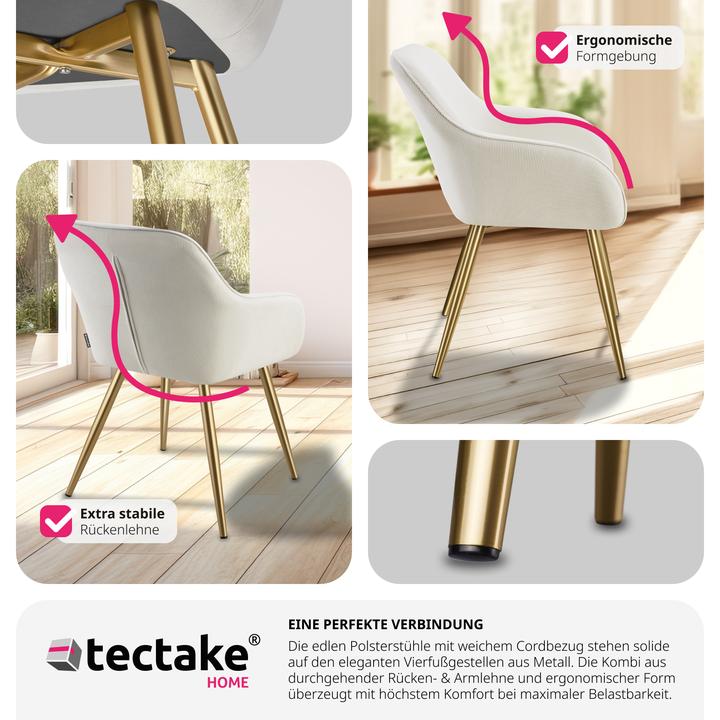 Actual product image tectake ChairMarilyn,corduroylook,upholstered