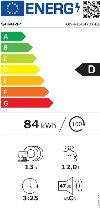 Label énergétique Sharp QW-NI14I47DX-FR