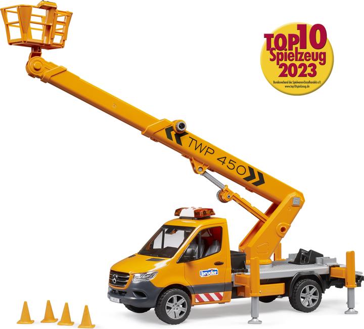 Actual product image Bruder MB Sprinter Work Platform with Light + Sound Module