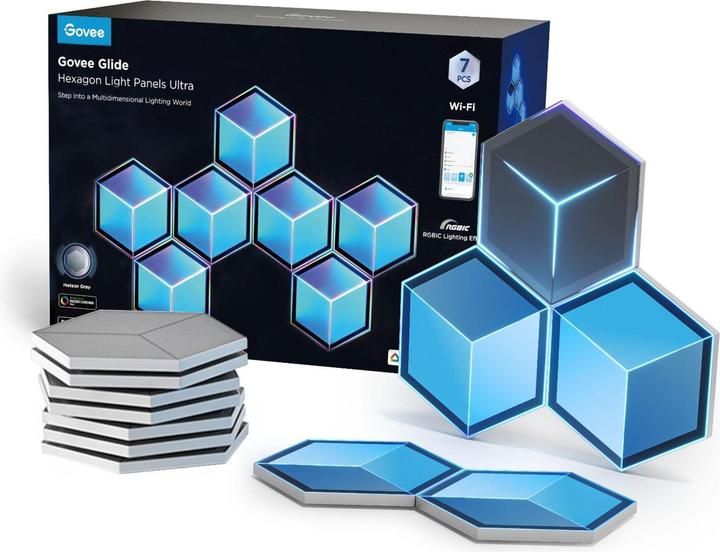 Productafbeelding Govee paneelverlichting Glide Hexa Ultra, 7-pak (130 lm)