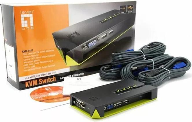 Produktbild LevelOne KVM-0422: 4Port Kabel-KVM-Switch