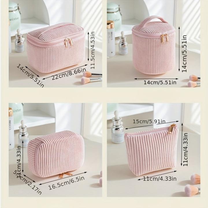 Actual product image Only-Bags.Store Elegant corduroy cosmetics case set of 4, chic make-up organiser bags with polyester lining