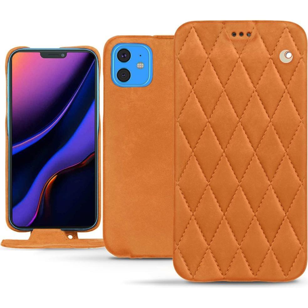 Noreve Lederschutzhülle vertikal (Apple iPhone 11), Smartphone Hülle, Orange