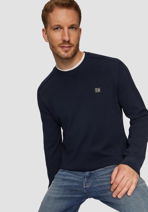 Produktbild S.Oliver Strickpullover Strickpullover mit Nahtdetails und Logo (L)