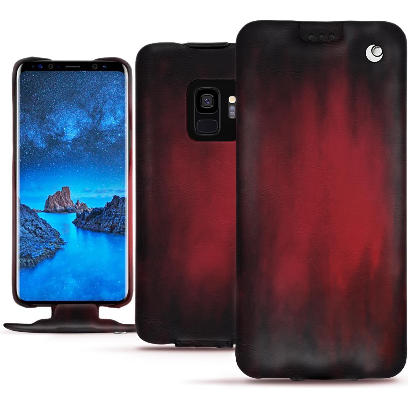 Noreve Lederschutzhülle vertikal (Samsung Galaxy S9), Smartphone Hülle, Rot