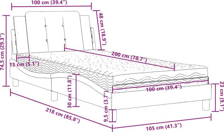 Produktbild vidaXL Bett (100 x 200 cm)