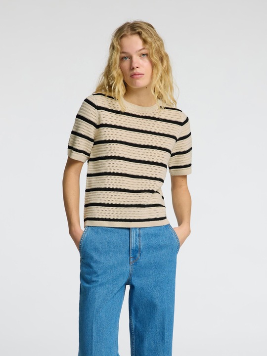 Image du produit Selected Femme Slfvinna Ss Structure Knit O-Neck Noos (M)
