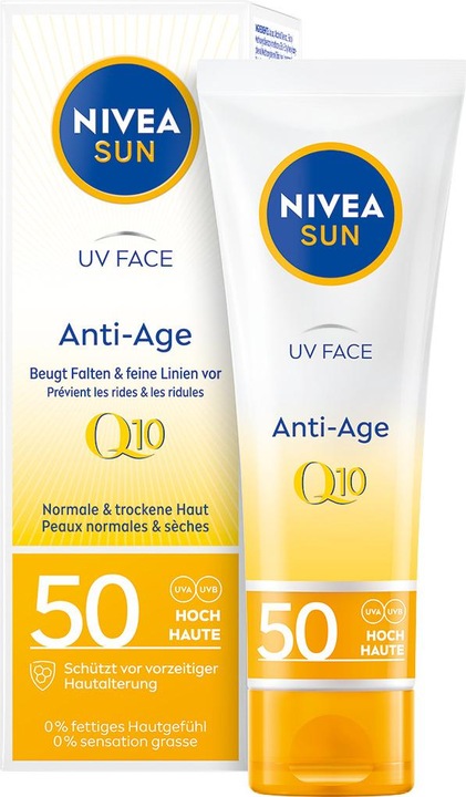 Image du produit NIVEA Sun UV Face Anti-Age Q10 (Crème solaire visage, SPF 50, 50 ml, 67.51 g)