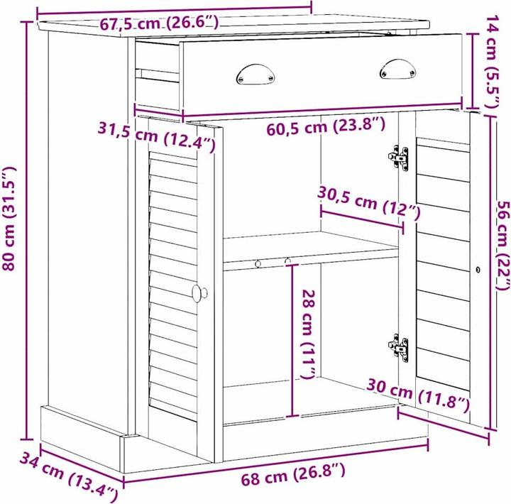 Actual product image vidaXL Badezimmeraufbewahrung (34 x 34 x 80 cm)