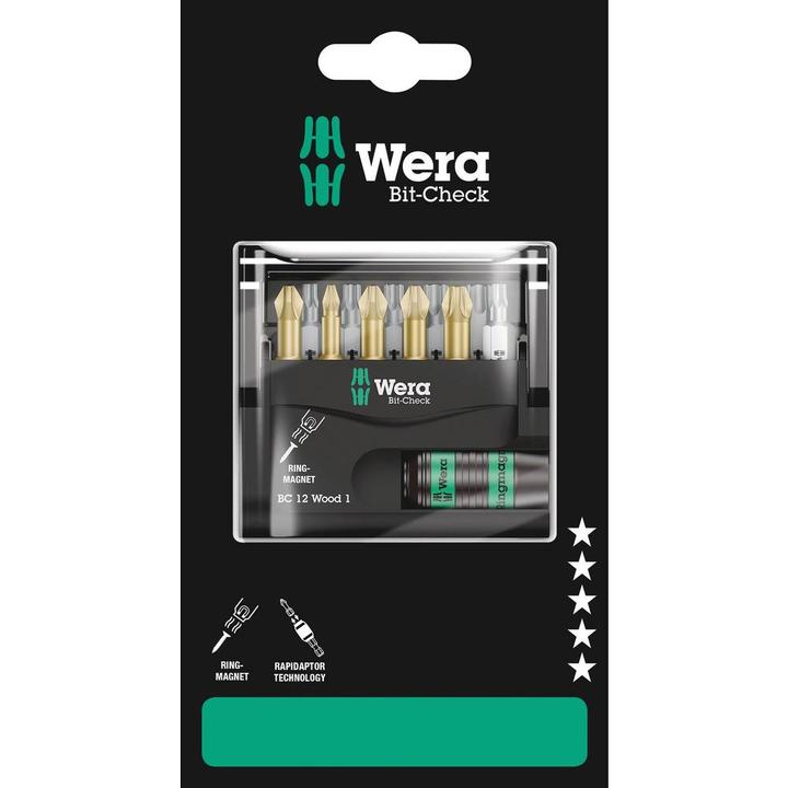 Immagine prodotto Wera Bit-Check 12 Wood 1 SB (1/4")