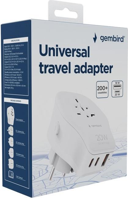 Produktbild Gembird Universeller Reiseadapter mit 4 abnehmbaren Steckern