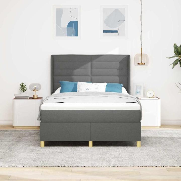 Actual product image vidaXL Box spring bed with mattress fabric dark grey (160 x 200 cm)