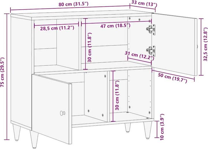 Produktbild vidaXL Sideboard (33 x 80 x 75 cm)