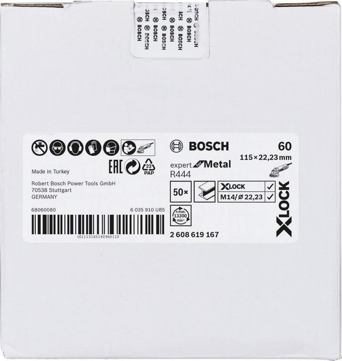 Image du produit Bosch Professional Zubehör X-LOCK Disque abrasif sur fibres, Ø115 mm, K 60, R444, Expert for Metal, 1 pc. (60)
