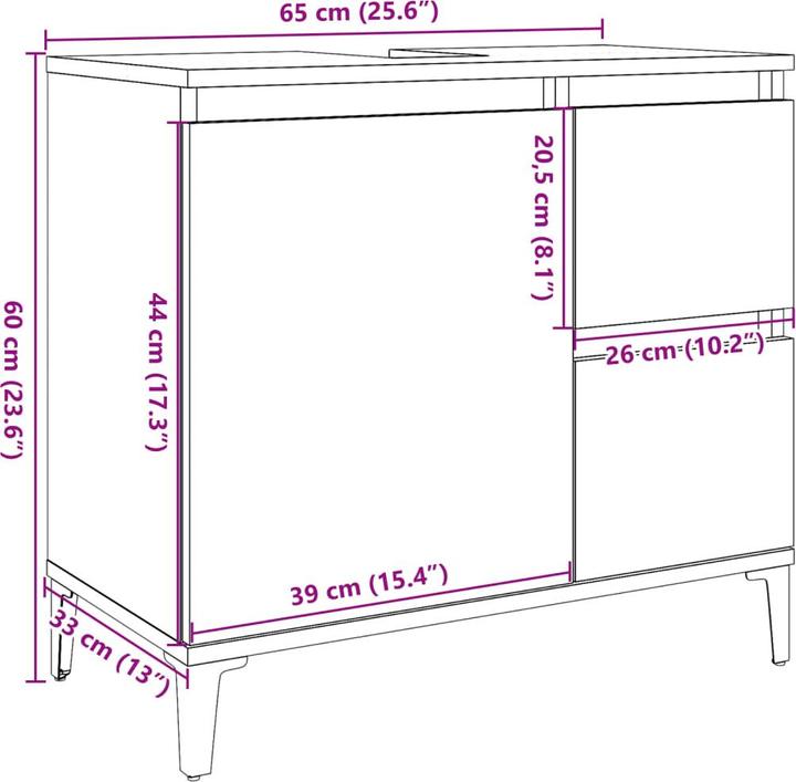 Actual product image vidaXL Waschbeckenschrank (65 x 33 x 60 cm)