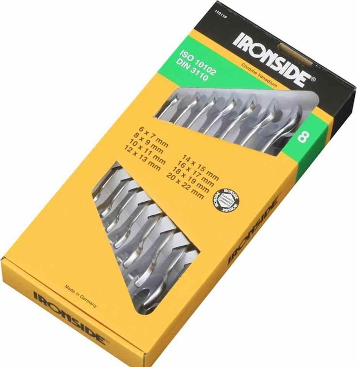 Actual product image Ironside Open-end wrench set Irons. 8tlg (11 mm, 13 mm, 18 mm, 20 mm, 14 mm, 22 mm, 12 mm, 16 mm, 19 mm, 10 mm, 17 mm, 15 mm)