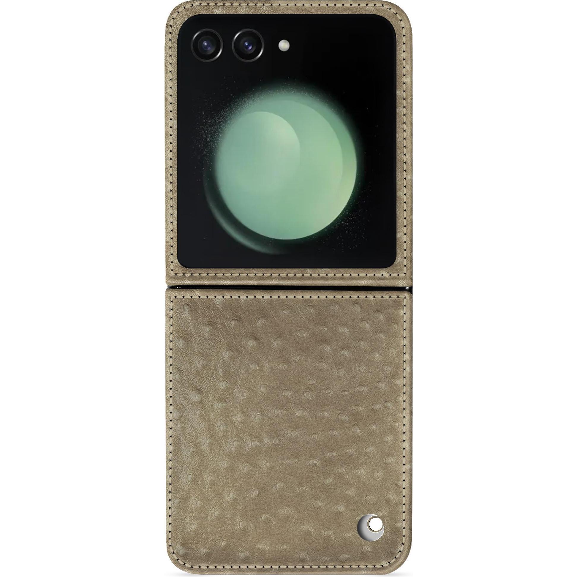 Noreve Lederschutzhülle Samsung Galaxy Z Flip5 (Samsung Galaxy Z Flip5), Smartphone Hülle, Beige