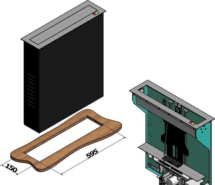 Actual product image DSS Monitor Lift, black, metal, 23" / Inox cover (23", 8 kg)
