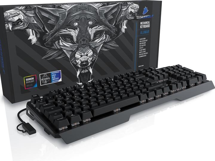 Image du produit Titanwolf Clavier de jeu, clavier mécanique, anti-ghosting, Kailh Blue, éclairage LED (DE, Filaire)