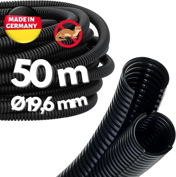 Kalitec 50 Meter Wellrohr Twin NW 22 I Wellschlauch zweiteilig I Solarwellrohr I Marderschutzrohr I