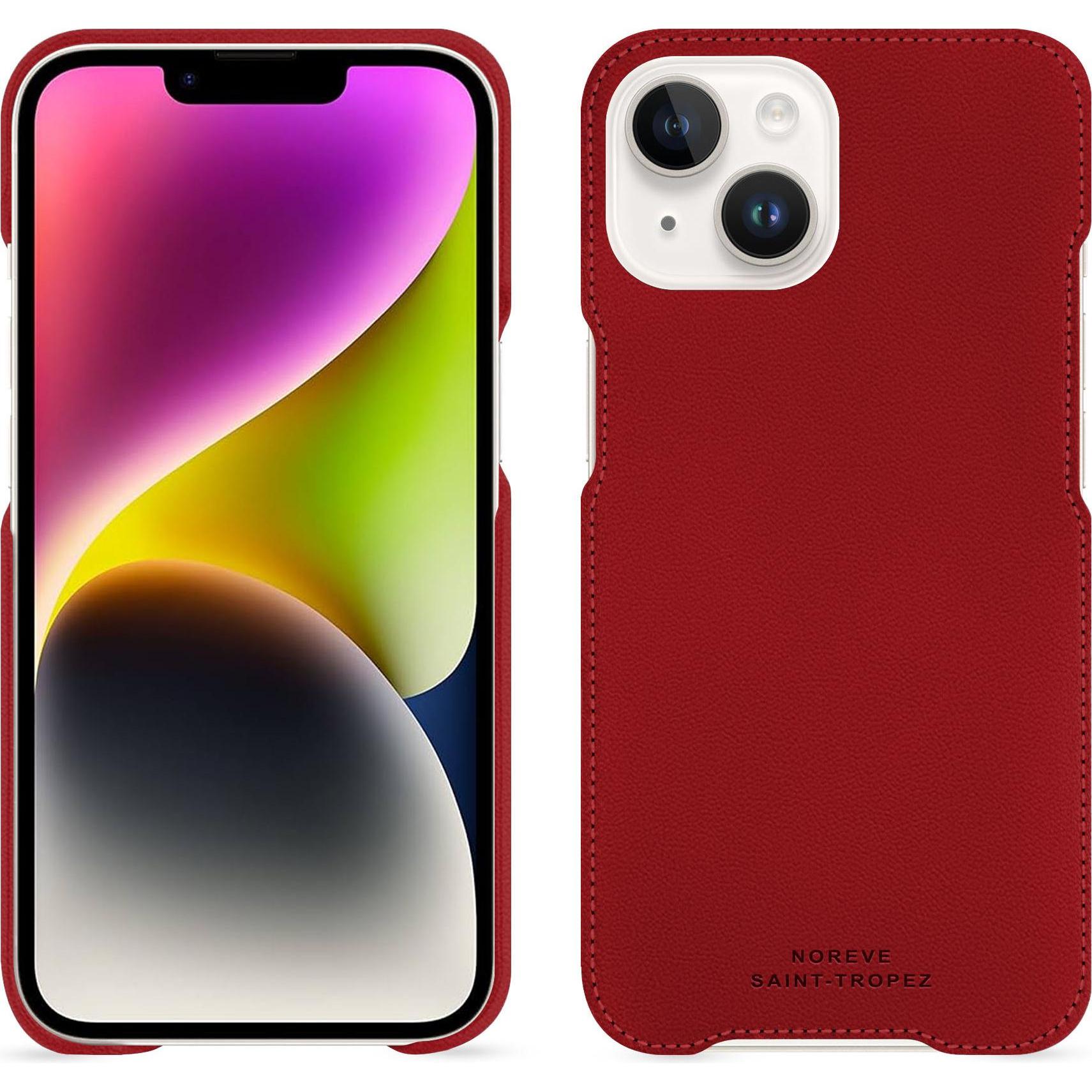 Noreve Lederschutzhülle (Apple iPhone 15 Plus), Smartphone Hülle, Rot