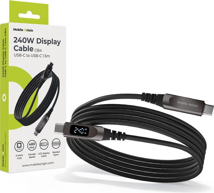 Produktbild Mobile Origin 240W Display Cable USB-C to USB-C 1.5m CB4 (1.50 m, 240 W)