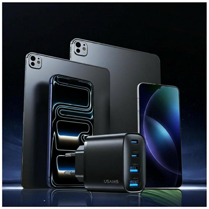 Actual product image Usams Wall charger T70 40W 2xUSB-A/2xUSB-C black (40 W, 4 ports)