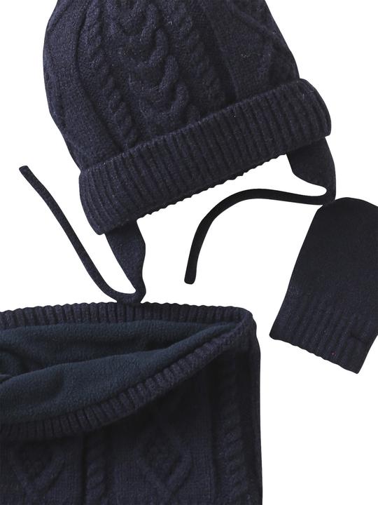 Actual product image Vertbaudet Baby Set: Mütze, Snood und Fäustlinge mit Zopfmuster für Jungen (62/68)