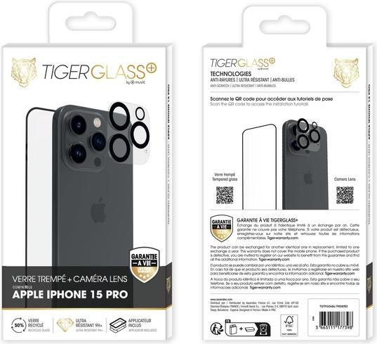 Actual product image Tiger Glass film set with camera protection (1 pcs., Apple iPhone 15 Pro)
