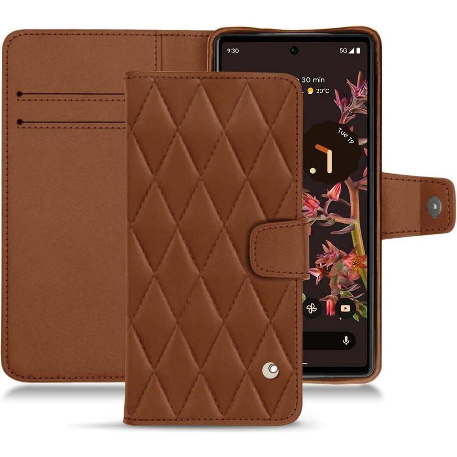 Noreve Lederschutzhülle Wallet (Google Pixel 6), Smartphone Hülle, Braun