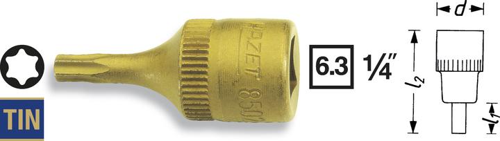 Produktbild HAZET Schraubendreher-Steckschlüsseleinsatz ∙ TORX 8502-T30 ∙ Vierkant6,3 mm (1/4 Zoll) ∙ Innen TO…