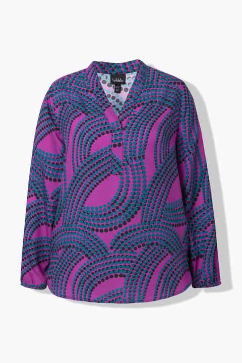 Actual product image Ulla Popken Wave Dot Print Long Sleeve Blouse (60)