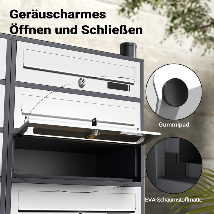 Produktbild Wiltec 12er Briefkastenanlage Anthrazit/Weiss 898x270x1500 mm Standbriefkasten