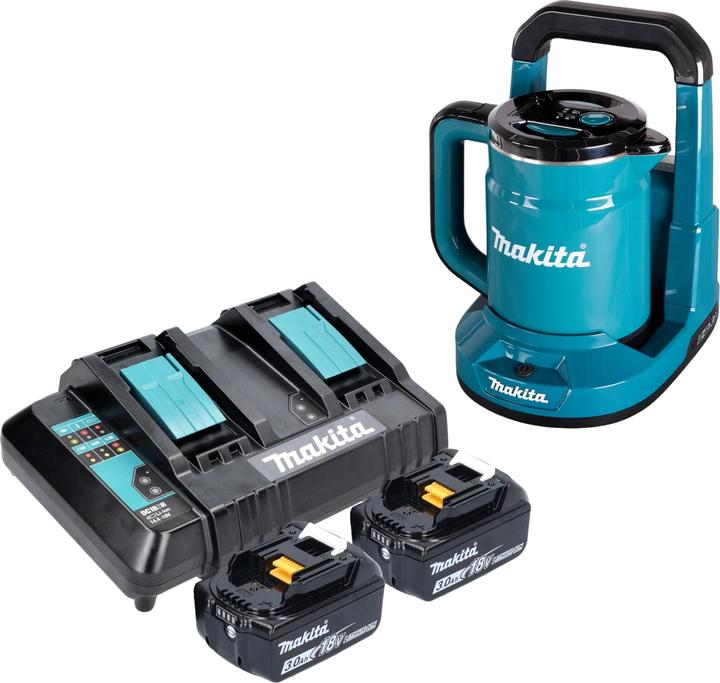 Image du produit Makita DKT 360 CF2 Bouilloire sans fil 36 V ( 2x 18 V ) 0,8 L + 2x batterie 3,0 Ah + chargeur double (0.80 l)