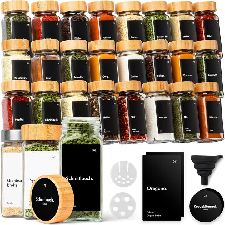 Kivy Gewürzgläser mit Streueinsatz (24x 120ml) + Labels (0.12 l)