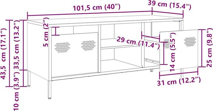 Actual product image VidaXL TV cabinet TV table TV cabinet lowboard TV furniture pink steel